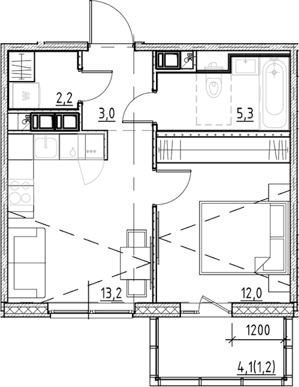 1-комнатная квартира 36.9 м², 3/11 эт., ЖК «Янила Форест»
